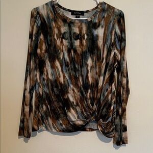 Karen Kane Brown and Black Multi Color Long Sleeve Top